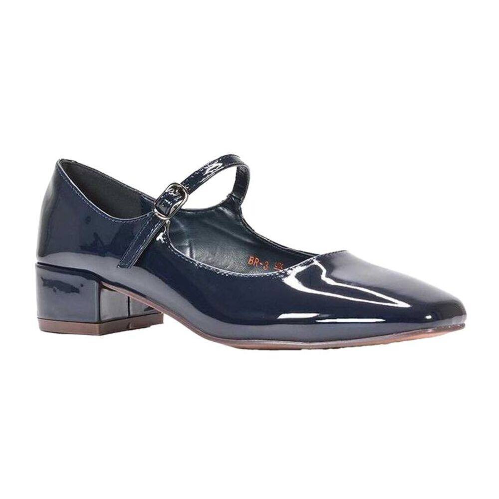 XY London Womens/Ladies Jenna Patent Buckle Low Heel Mary Janes / Navy